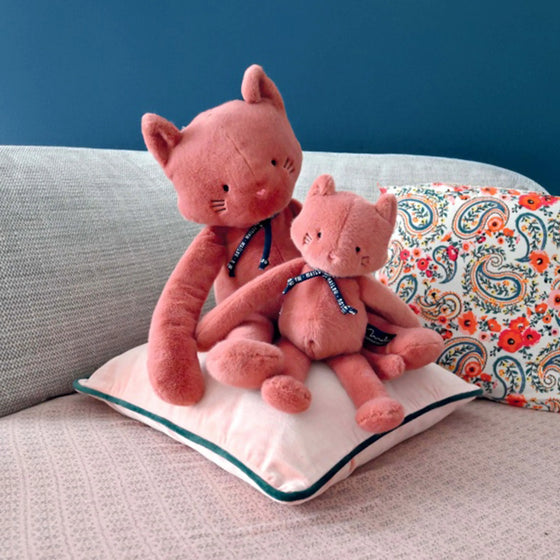 Chats Méloé rose en duo sur coussin Maïlou Tradition