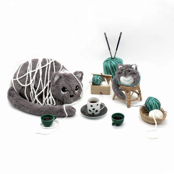Duo peluche chat maman et bébé Les Ptipotos