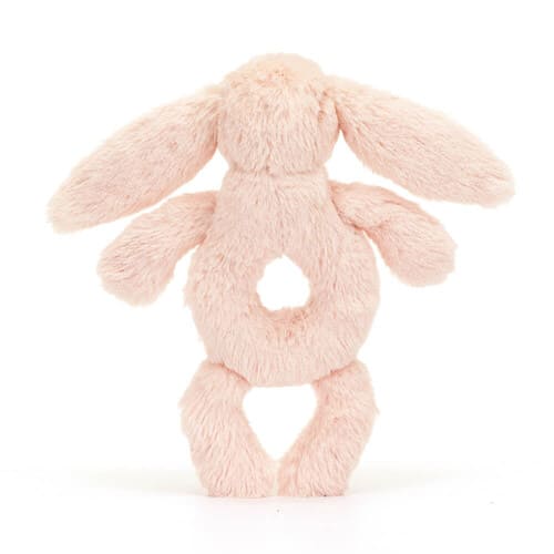 Hochet lapin bashful rose blush jellycat. Cadeau de naissance bébé.