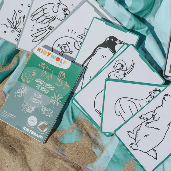 KIDYDRAW MINI - recharges dessins animaux autour du monde et ocean et pirates - Boite et dessins