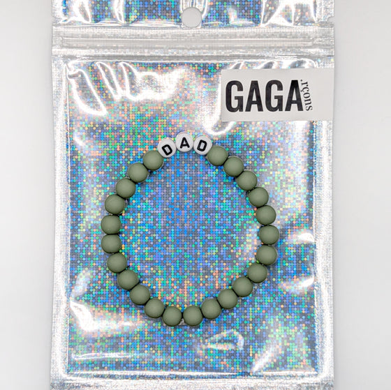 Bracelet perles vert sauge avec lettres PAPA – Cadeau fête des pères