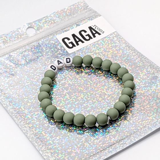 Bracelet perles vert sauge avec lettres PAPA – Cadeau fête des pères