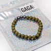 Bracelet perles kaki avec lettres PAPA – Cadeau fête des pères