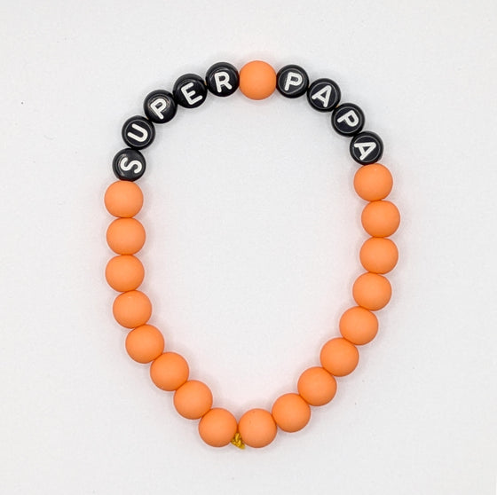 Bracelet perles orange avec lettres PAPA – Cadeau fête des pères