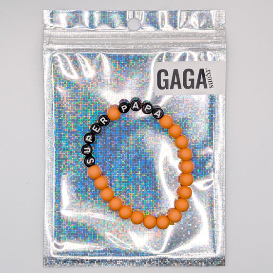Bracelet perles orange avec lettres PAPA – Cadeau fête des pères