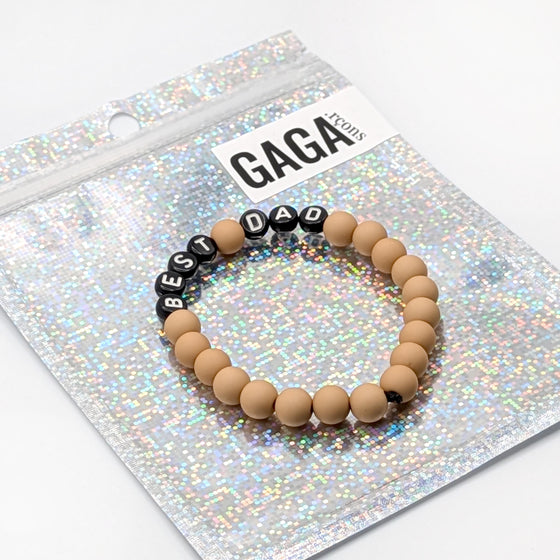 Bracelet perles camel avec lettres PAPA – Cadeau fête des pères