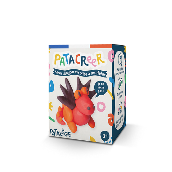 Patacréer, mon dragon en pâte à modeler, kit créatif pour réaliser un dragon pour les petits dès 3 ans. 