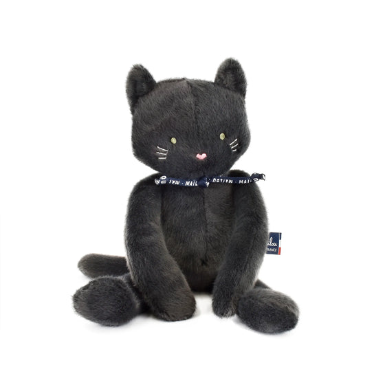 Peluche Chat Méloé anthracite 37 cm Maïlou Tradition – vue assise