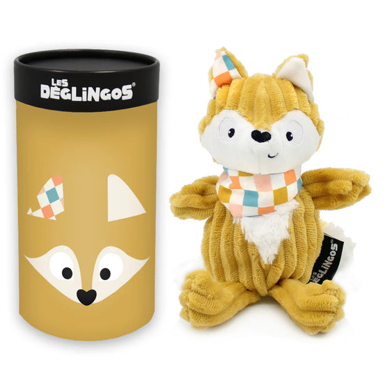 Peluche bébé renard avec boîte cadeau Les Déglingos