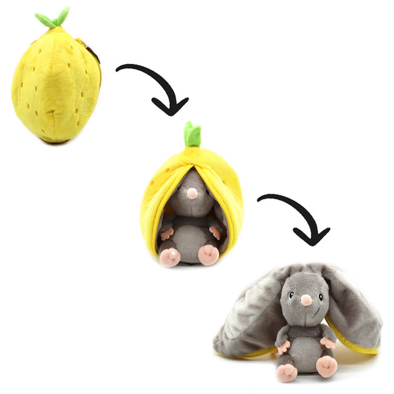 Peluche citron jaune se transformant en souris grise Flipetz