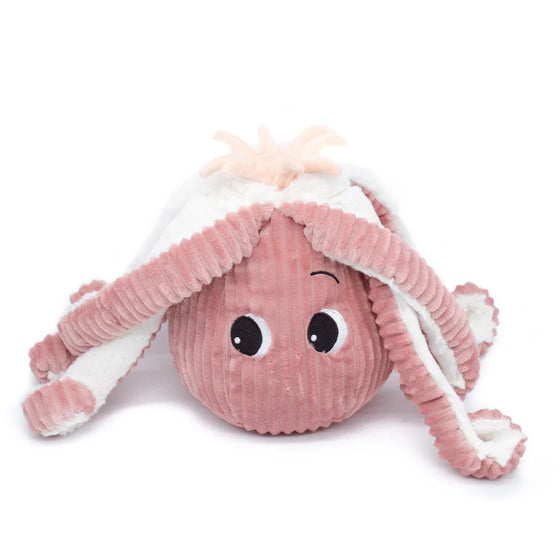 Peluche pieuvre rose avec bébé caché sous les tentacules