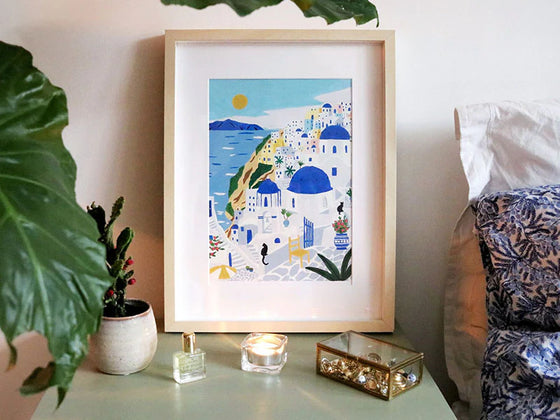 Tableau Santorini peinture au numéro encadré et décoratif