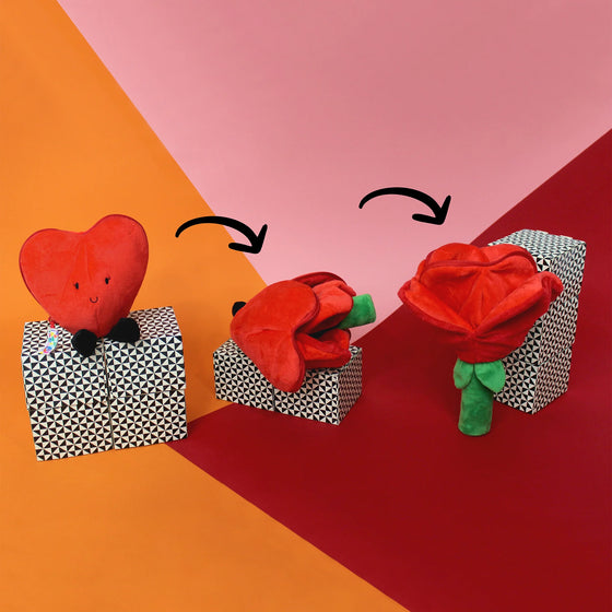 Transformation peluche cœur en fleur – idée cadeau originale