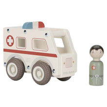  Ambulance en bois Little Dutch avec figurine médecin – jouet d’imitation