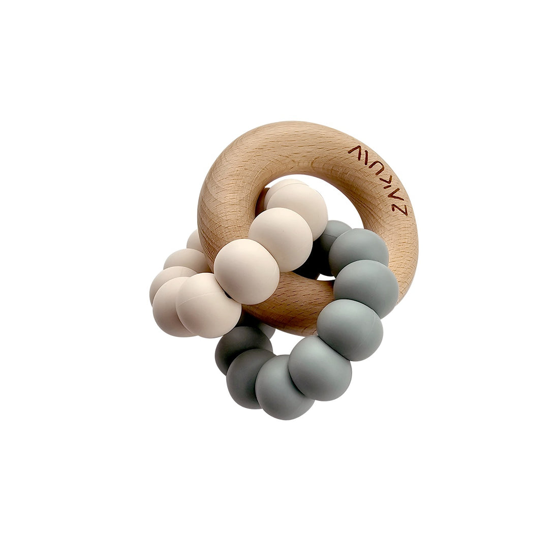  Anneau de dentition bébé en bois et silicone bleu-gris Sedna Océan Zakuw