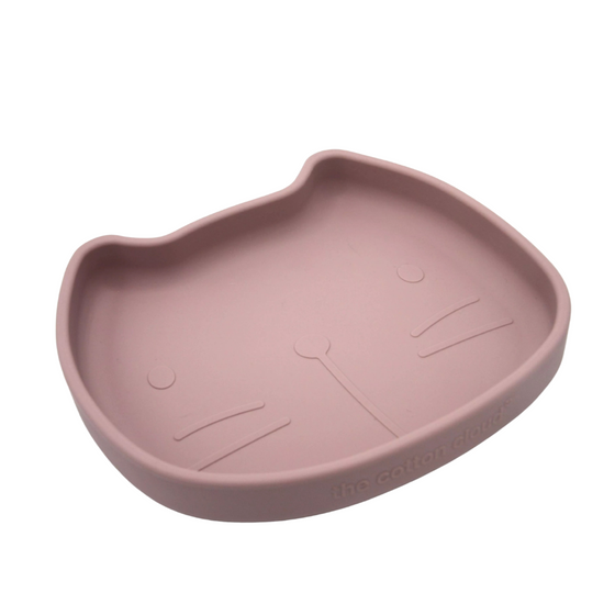 Assiette bébé en silicone Pippa le Chat couleur mauve The Cotton Cloud