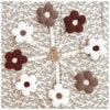 Attache tétine fleur en sherpa, taupe et écru, marque Atelier Wagram.