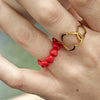 Bague mini cœurs rouges bijou femme fantaisie amour