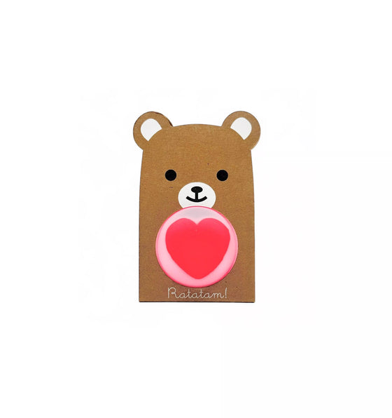 Balle rebondissante Ourson Ratatam – jouet coloré pour enfant en forme de cœur