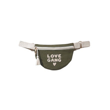  Banane enfant en coton bio kaki avec broderie Love Gang crème – Zakuw