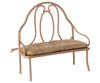 Banc miniature Maileg en métal rose vintage avec coussin fleuri