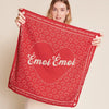 Bandana rouge "Émoi Émoi" en coton doux avec imprimé cœur et message d'amour – Émoi Émoi.