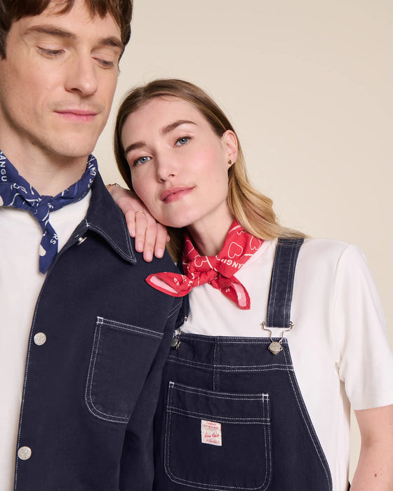 Bandana rouge "Émoi Émoi" en coton doux avec imprimé cœur et message d'amour – Émoi Émoi.