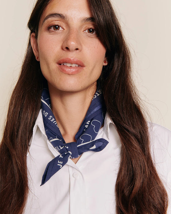 Bandana charbon "Je t’aime Mama" en coton doux avec motifs cœurs – Émoi Émoi.