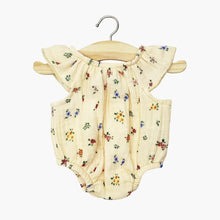  Barboteuse Clara en gaze de coton écru à fleurs pour poupée 34-38 cm – vêtement compatible Minikane et Gordis.
