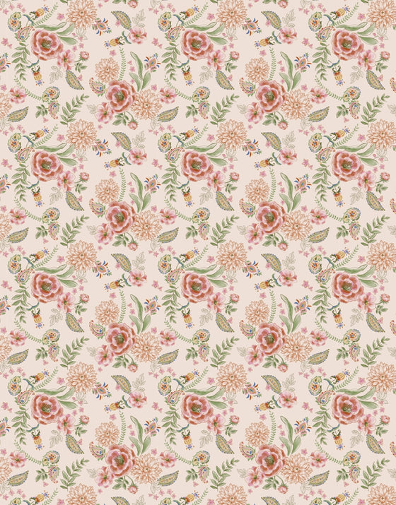 Barboteuse Eva en gaze de coton motif fleuri lili rose pour poupées Babies Minikane