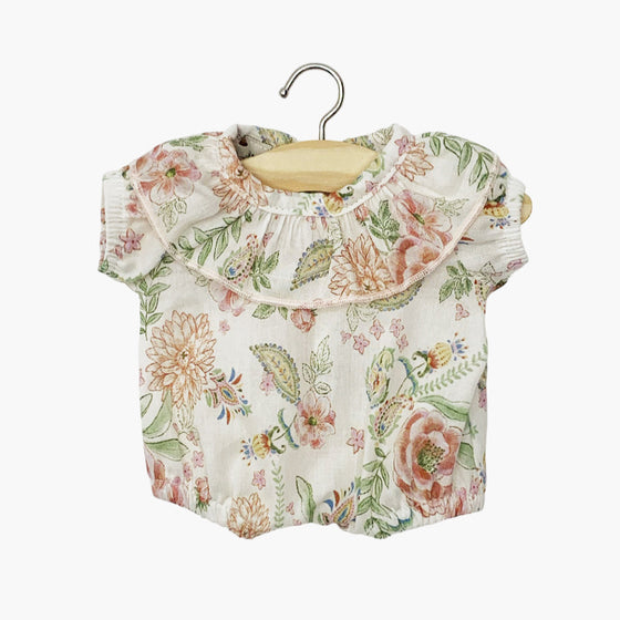 Barboteuse Eva en gaze de coton motif fleuri lili rose pour poupées Babies Minikane