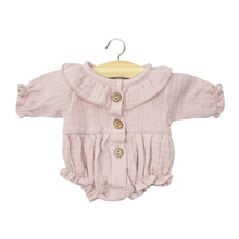  Barboteuse Léonore manches longues gaze de coton rose orchidée pour poupées Minikane Gordis 34 cm