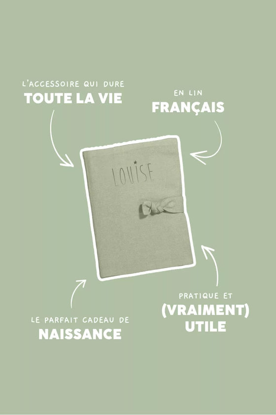 protège carnet de santé personnalisable amande Petit Picotin – housse carnet bébé coton