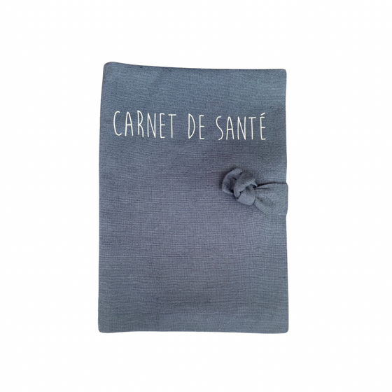Barnabé le protège carnet de santé (personnalisable) - Bleu souris - Petit Picotin