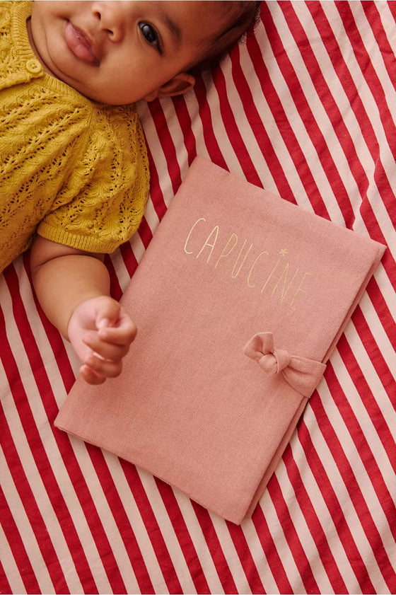 protège carnet de santé personnalisable bois de rose Petit Picotin – housse carnet bébé coton