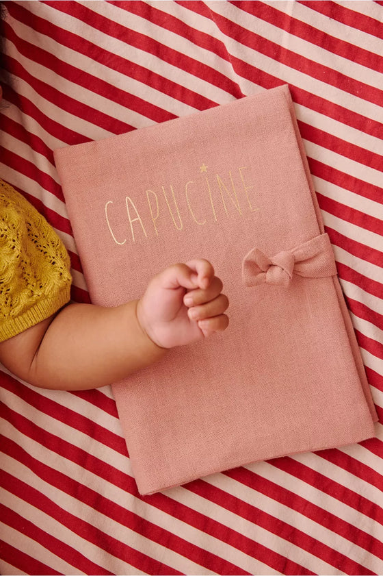 protège carnet de santé personnalisable bois de rose Petit Picotin – housse carnet bébé coton
