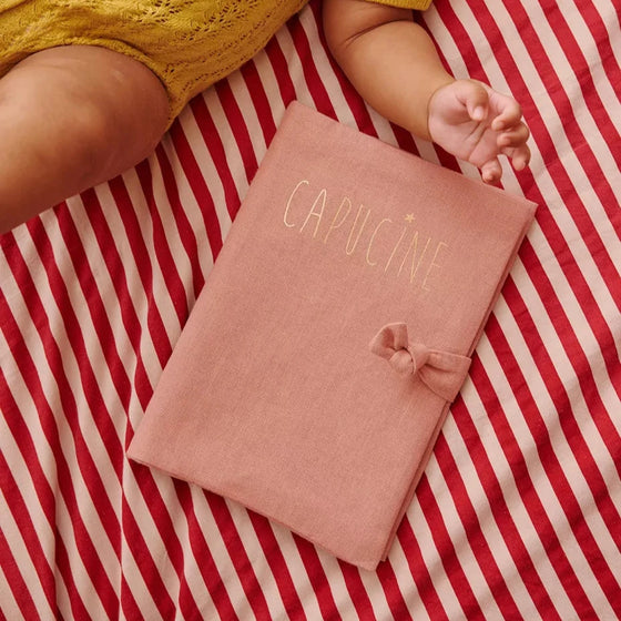 protège carnet de santé personnalisable bois de rose Petit Picotin – housse carnet bébé coton