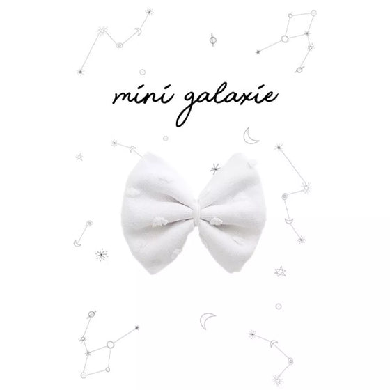 Mini Barrette enfant en tissu blanc plumetis Mini Galaxie avec pince crocodile