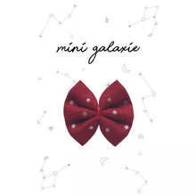  Barrette enfant noeud bordeaux à pois argentés Mini Galaxie