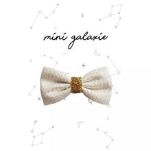  Barrette bébé noeud argent scintillant avec détail doré Mini Galaxie – accessoire cheveux fille
