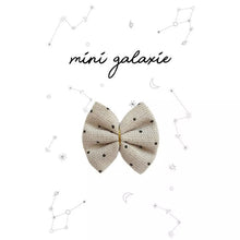 Barrette enfant Mini Galaxie en tissu gris à pois noirs avec nœud