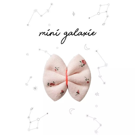 Barrette enfant Mini Galaxie en tissu fleuri rose avec nœud