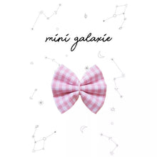  Barrette enfant Mini Galaxie en tissu vichy rose avec nœud