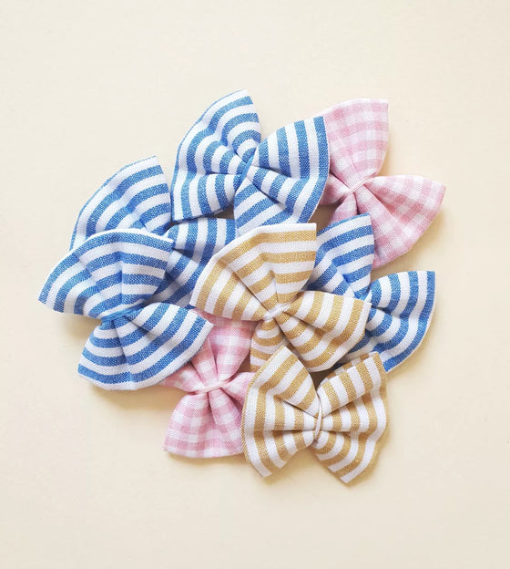 Barrette enfant Mini Galaxie en tissu vichy rose avec nœud