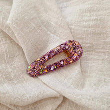  Barrette résine arrondie Purple reflets Gold Les Noeuds de Maman. Fabriqué en France.