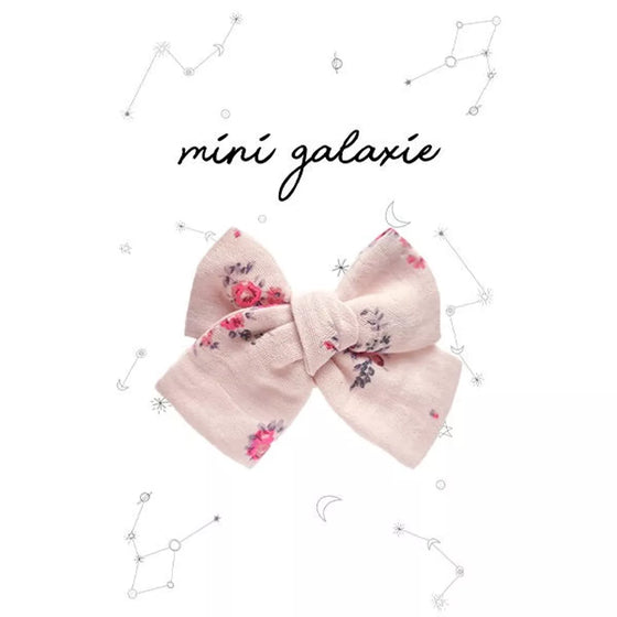 Barrette enfant maxi nœud fleuri rose Mini Galaxie – Accessoire cheveux tendance fille