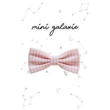  Barrette enfant Mini Galaxie en tissu vichy rose nude avec nœud