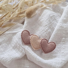  Barrette Love Trio de coeur Nude Les Noeuds de Maman. Fabriqué en France.