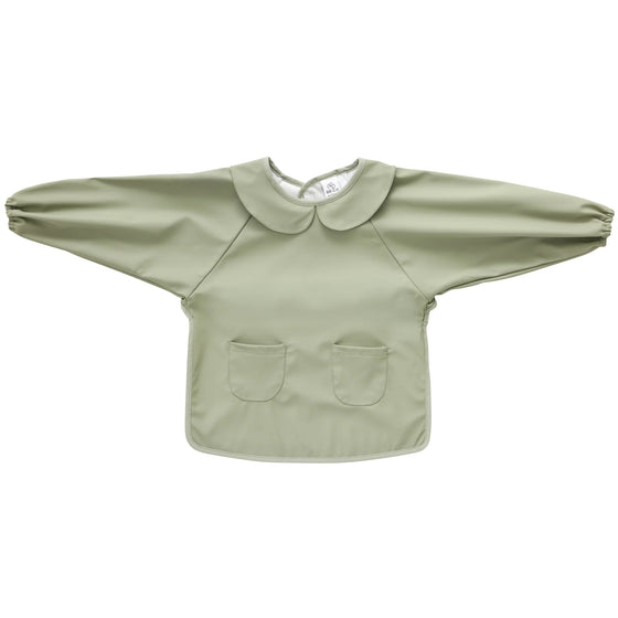 Tablier bébé manches longues vert sauge BB&Co – imperméable repas et activités
