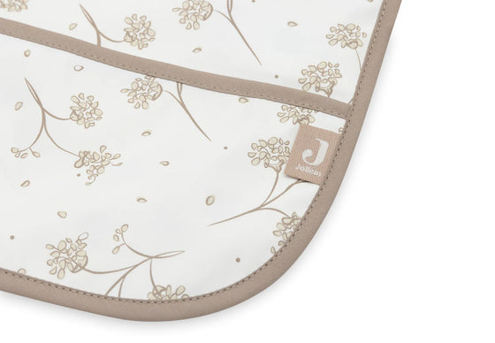 Bavoir à manches longues imperméable Jollein motif Leafy Dreams – bavoir bébé avec manches et poche ramasse-miettes